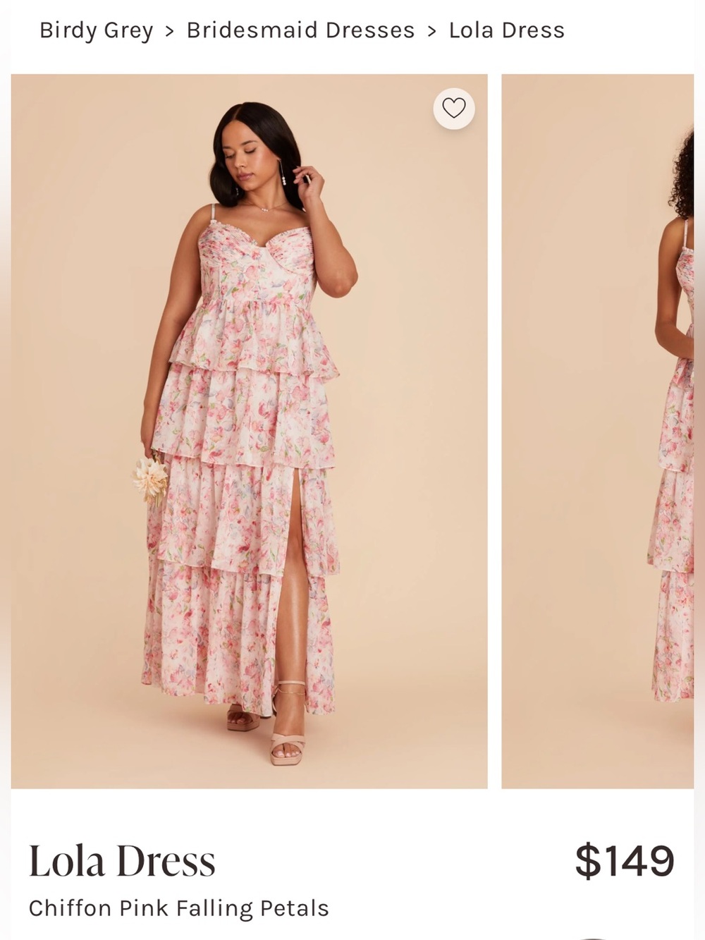 Birdy Grey Lola Dress - Pink Floral Tiered Maxi